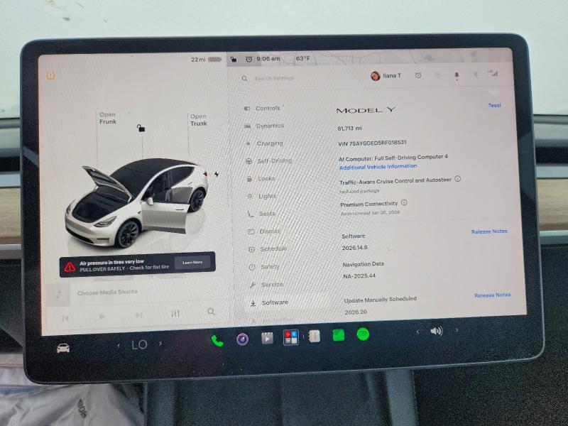 Photo 9 from auction – 2024 TESLA MODEL Y with VIN 7SAYGDED5RF018531