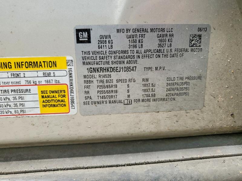 Photo 14 from auction – 2014 CHEVROLET TRAVERSE with VIN 1GNKRHKD6EJ108547