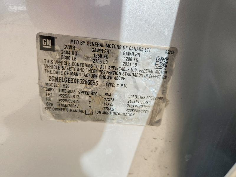 Photo 14 from auction – 2015 CHEVROLET EQUINOX with VIN 2GNFLGE3XF6286556