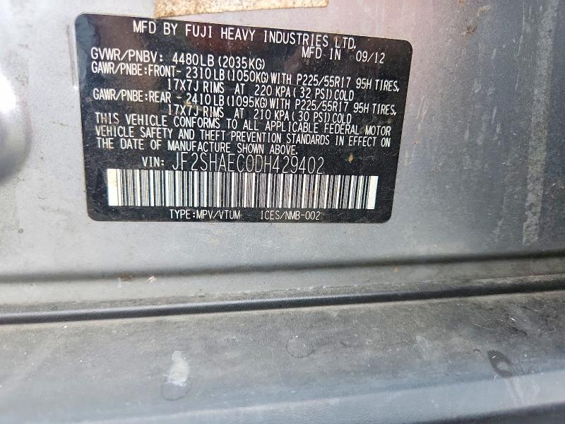 Photo 14 from auction – 2013 SUBARU FORESTER with VIN JF2SHAEC0DH429402