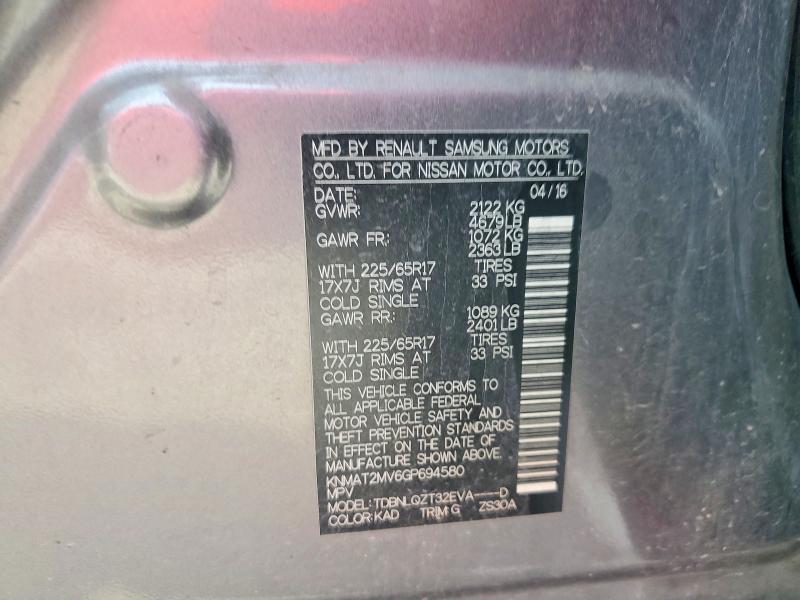Photo 14 from auction – 2016 NISSAN ROGUE with VIN KNMAT2MV6GP694580