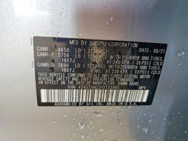 Photo 14 from auction – 2022 SUBARU OUTBACK with VIN 4S4BTANC2N3132865