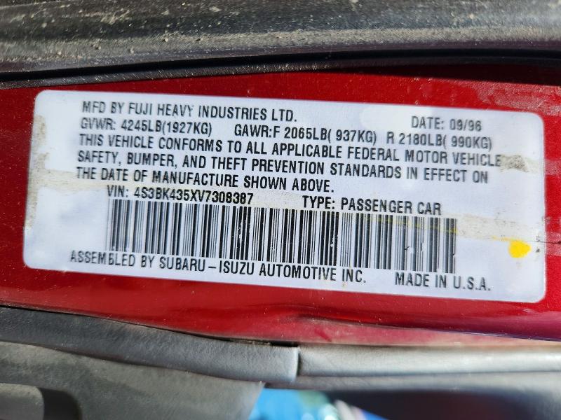Photo 14 from auction – 1997 SUBARU LEGACY with VIN 4S3BK435XV7308387