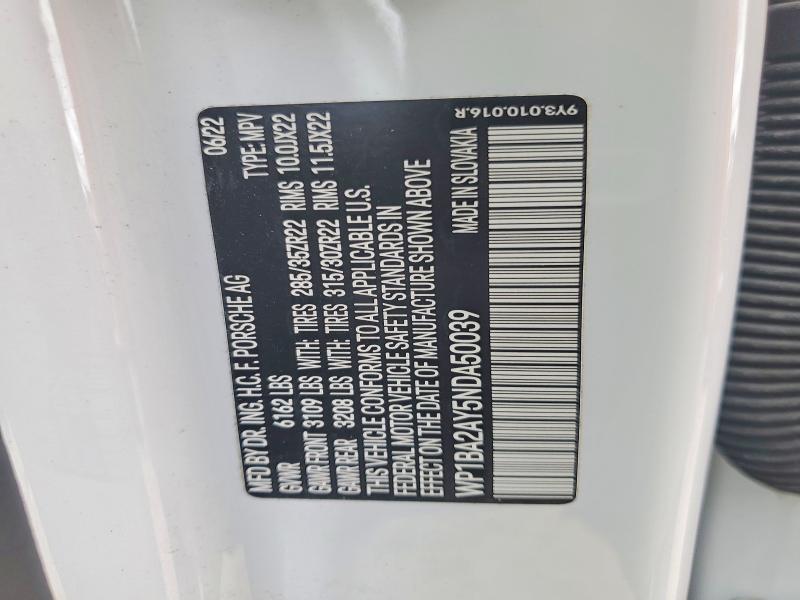Photo 14 from auction – 2022 PORSCHE CAYENNE with VIN WP1BA2AY5NDA50039