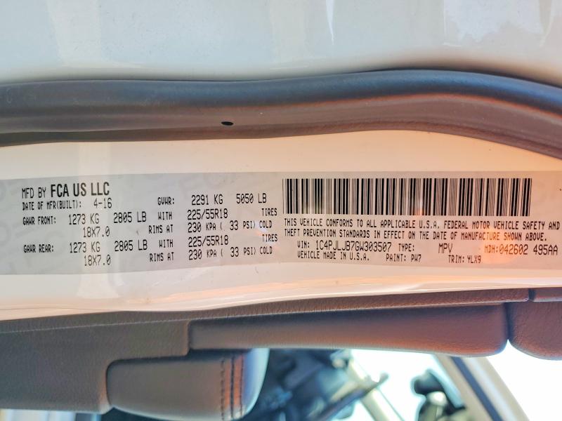Photo 14 from auction – 2016 JEEP CHEROKEE with VIN 1C4PJLJB7GW303507