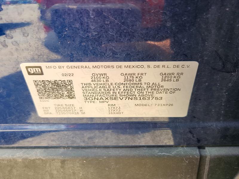 Photo 14 from auction – 2022 CHEVROLET EQUINOX with VIN 3GNAXSEV7NS163753