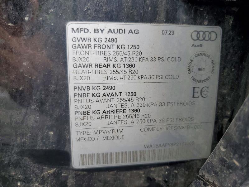 Foto 14 de la subasta – 2023 AUDI Q5 con VIN WA1EAAFY8P2197269