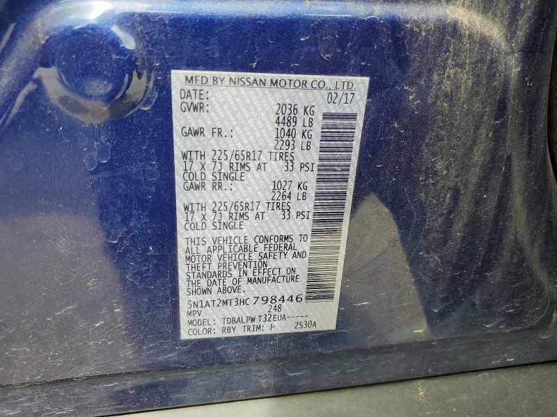 Photo 14 from auction – 2017 NISSAN ROGUE with VIN 5N1AT2MT3HC798446