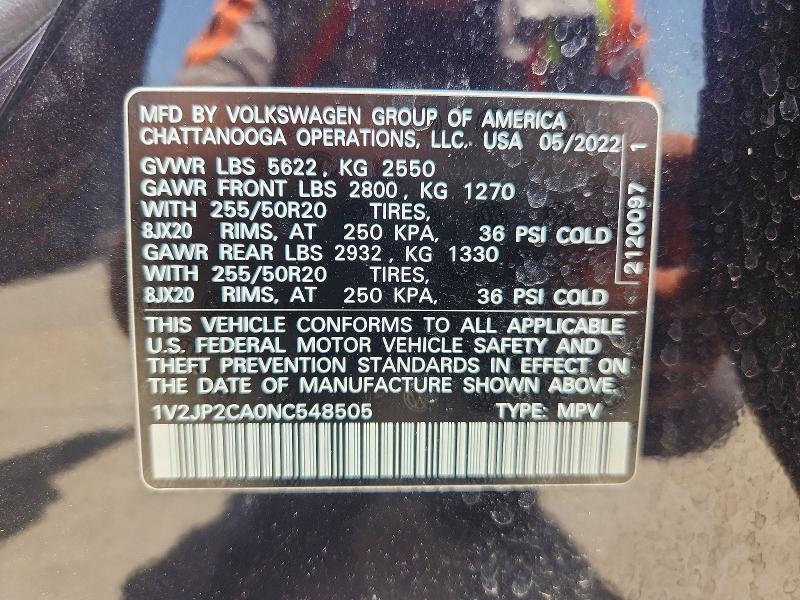 Photo 14 from auction – 2022 VOLKSWAGEN ATLAS with VIN 1V2JP2CA0NC548505