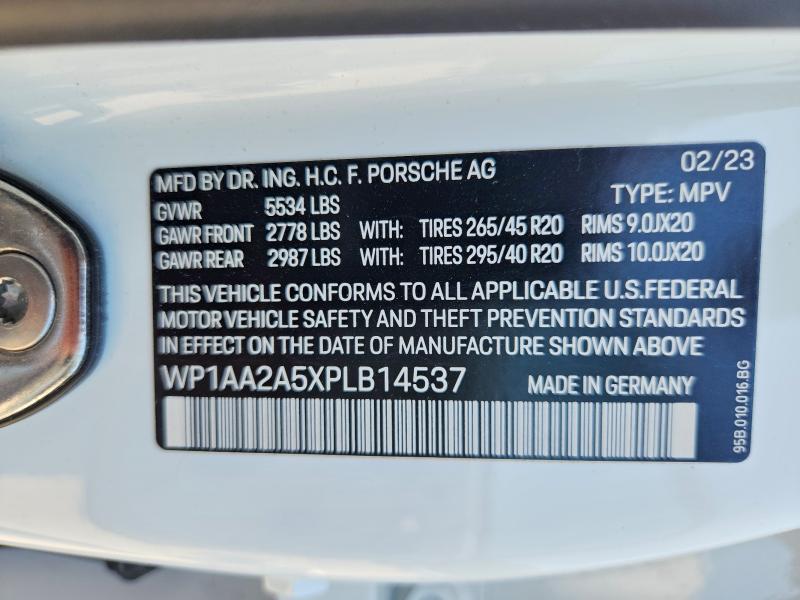 Photo 14 from auction – 2023 PORSCHE MACAN with VIN WP1AA2A5XPLB14537