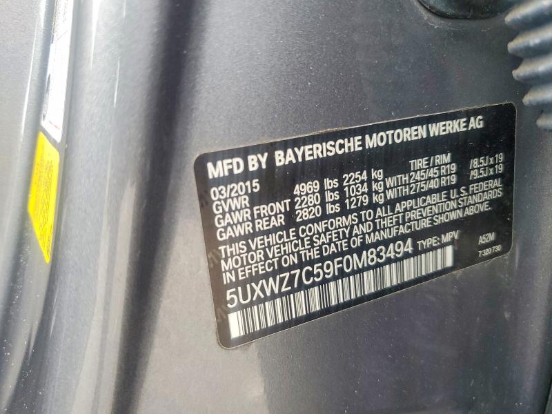 Фото 14 с аукциона – 2015 BMW X3 с VIN 5UXWZ7C59F0M83494