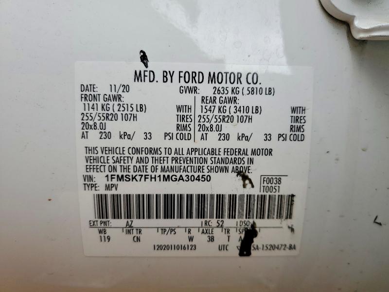 Фото 14 с аукциона – 2021 FORD EXPLORER с VIN 1FMSK7FH1MGA30450