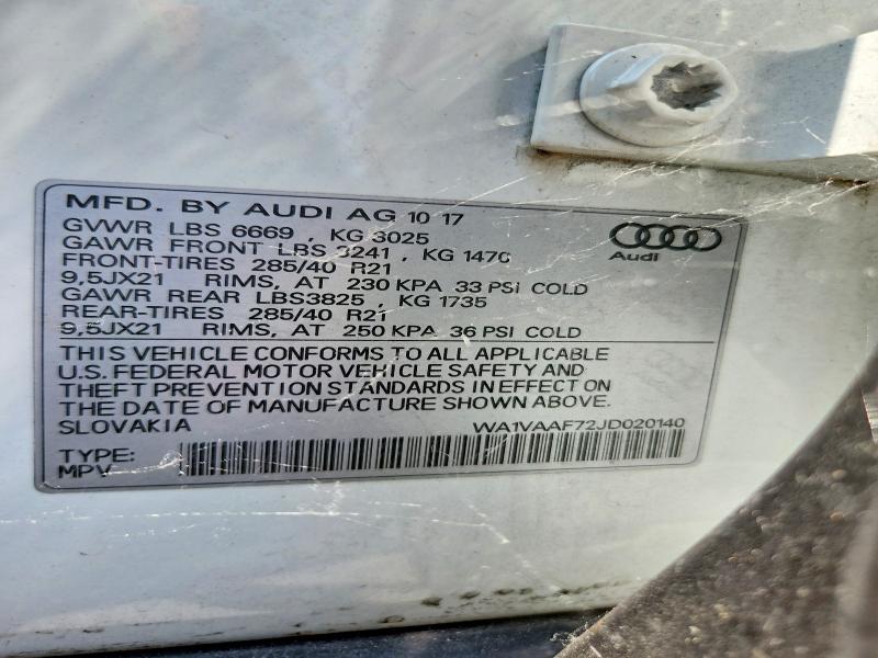 Photo 14 from auction – 2018 AUDI Q7 with VIN WA1VAAF72JD020140