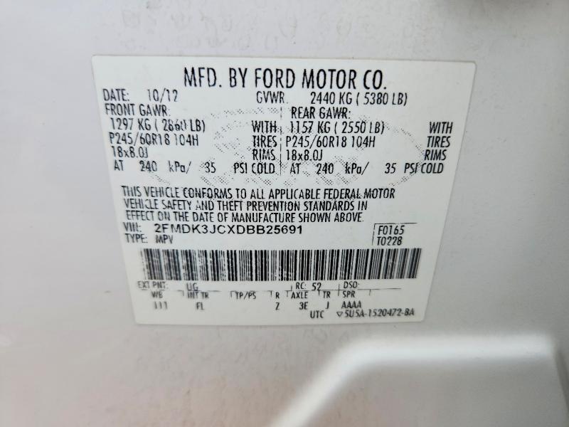 Photo 14 from auction – 2013 FORD EDGE with VIN 2FMDK3JCXDBB25691