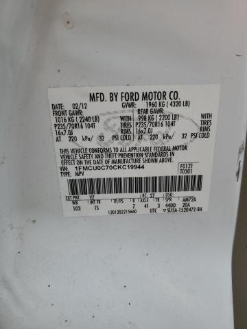 Photo 14 from auction – 2012 FORD ESCAPE XLS with VIN 1FMCU0C70CKC19944
