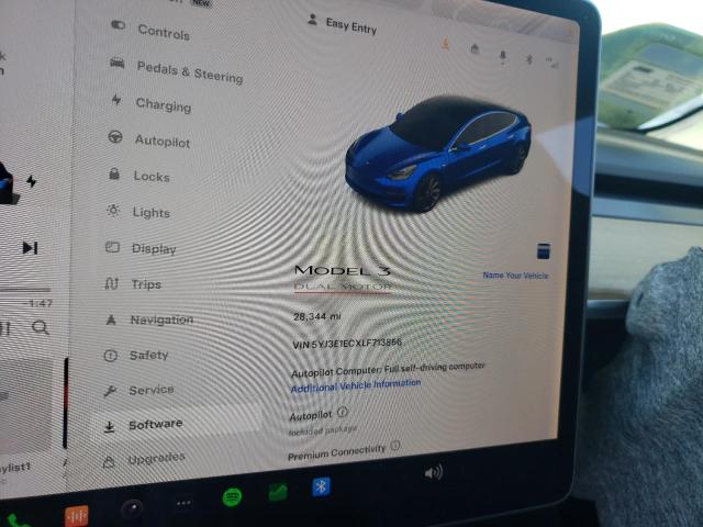 Photo 9 from auction – 2020 TESLA MODEL 3 with VIN 5YJ3E1ECXLF713856