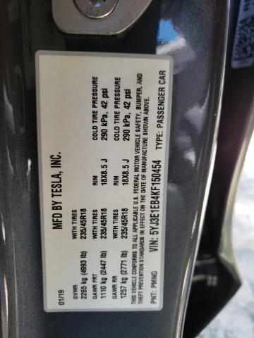 Photo 14 from auction – 2019 TESLA MODEL 3 with VIN 5YJ3E1EB4KF150454