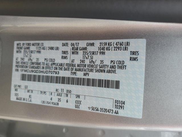 Photo 14 from auction – 2017 FORD ESCAPE SE with VIN 1FMCU9GD3HUD70793