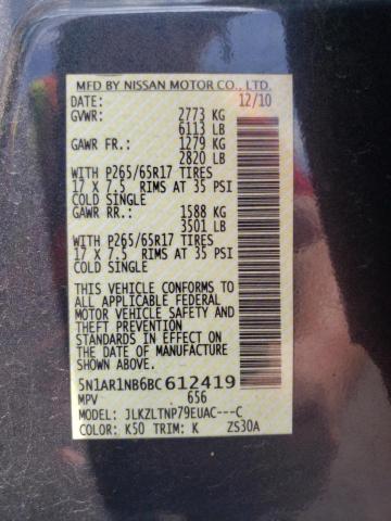 Photo 14 from auction – 2011 NISSAN PATHFINDER with VIN 5N1AR1NB6BC612419