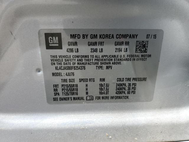 Снимка 14 от търг – 2015 BUICK ENCORE с VIN KL4CJASB0FB254376