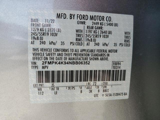 Photo 14 from auction – 2022 FORD EDGE TITAN with VIN 2FMPK4K94NBB06352