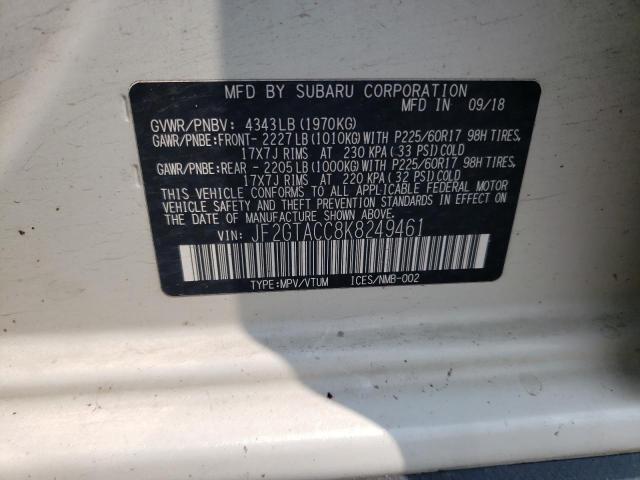 Photo 14 from auction – 2019 SUBARU CROSSTREK with VIN JF2GTACC8K8249461