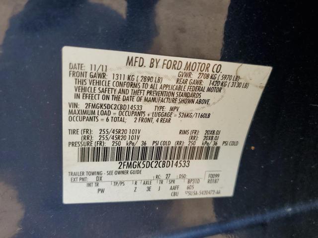 Photo 14 from auction – 2012 FORD FLEX LIMIT with VIN 2FMGK5DC2CBD14533