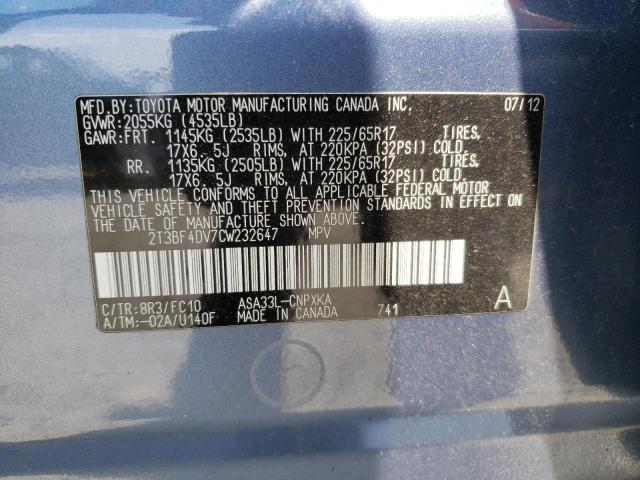 Photo 14 from auction – 2012 TOYOTA RAV4 with VIN 2T3BF4DV7CW232647