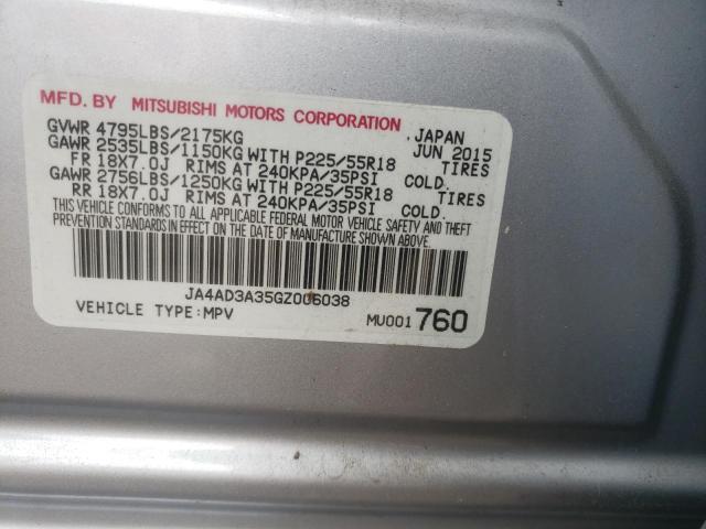 Photo 14 from auction – 2016 MITSUBISHI OUTLANDER with VIN JA4AD3A35GZ006038
