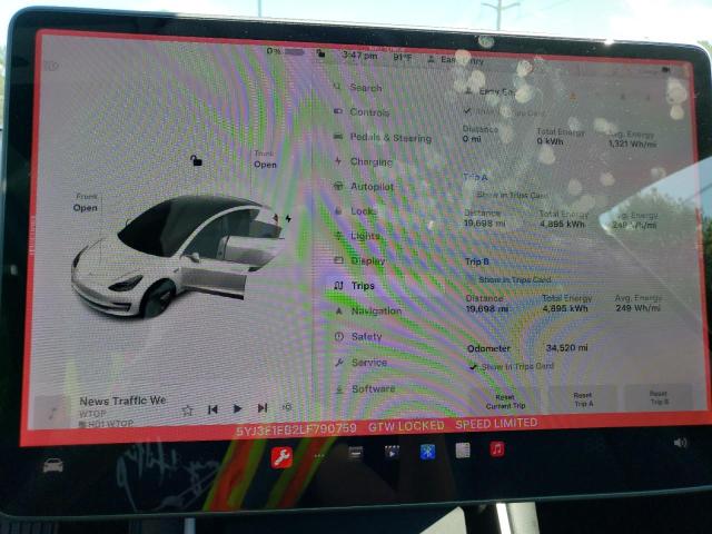 Photo 9 from auction – 2020 TESLA MODEL 3 with VIN 5YJ3E1EB2LF790759