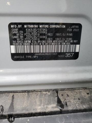 Photo 14 from auction – 2022 MITSUBISHI OUTLANDER with VIN JA4ARUAU9NU011401