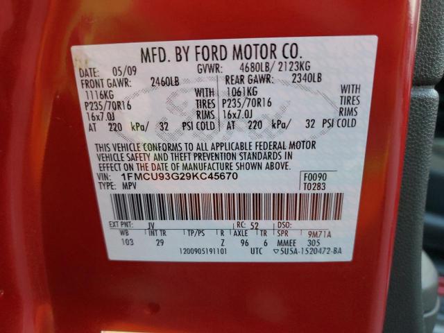 Photo 14 from auction – 2009 FORD ESCAPE XLT with VIN 1FMCU93G29KC45670