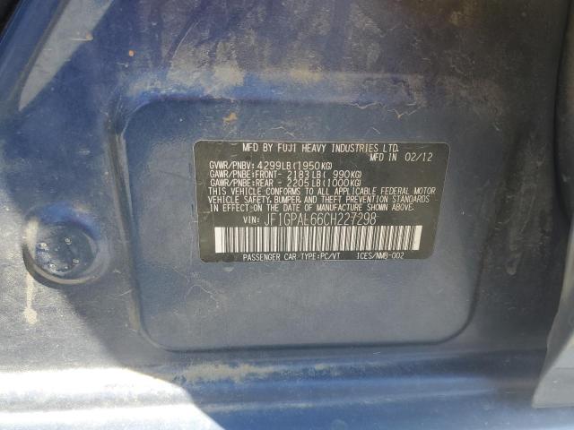 Photo 14 from auction – 2012 SUBARU IMPREZA SP with VIN JF1GPAL66CH227298