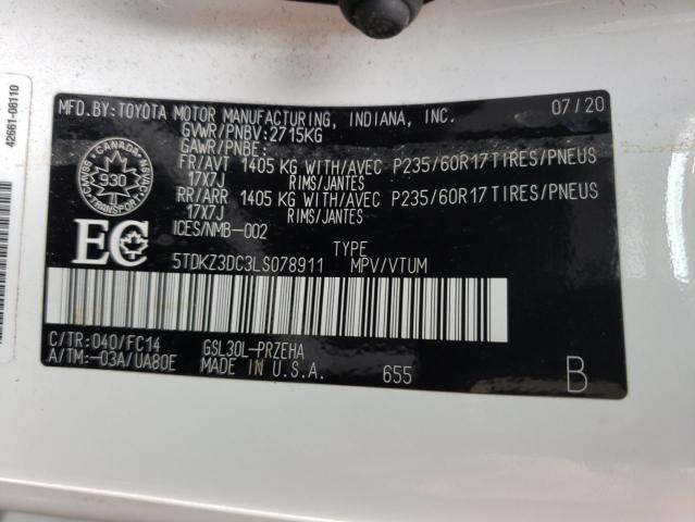 Photo 14 from auction – 2020 TOYOTA SIENNA LE with VIN 5TDKZ3DC3LS078911
