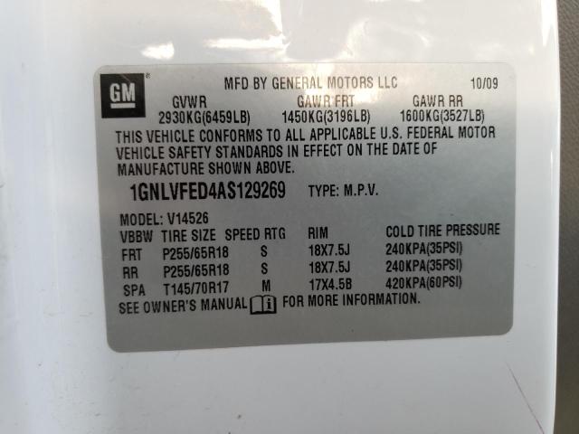 Photo 14 from auction – 2010 CHEVROLET TRAVERSE L with VIN 1GNLVFED4AS129269