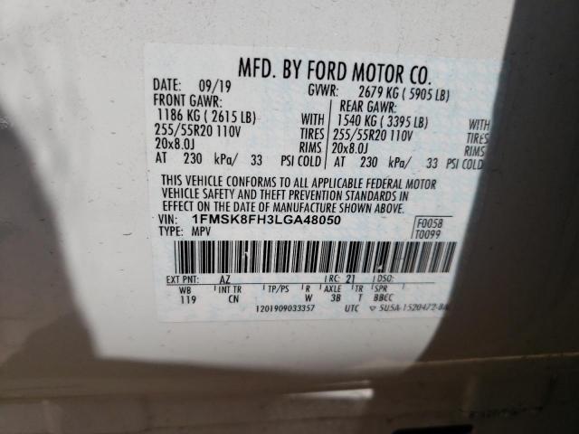 Photo 14 from auction – 2020 FORD EXPLORER L with VIN 1FMSK8FH3LGA48050
