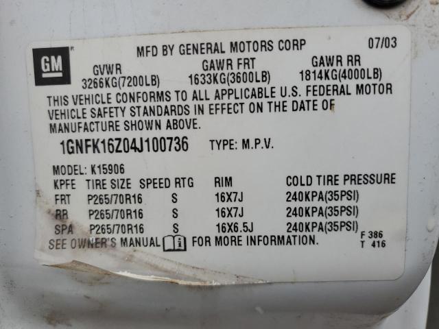 Photo 14 from auction – 2004 CHEVROLET SUBURBAN K with VIN 1GNFK16Z04J100736