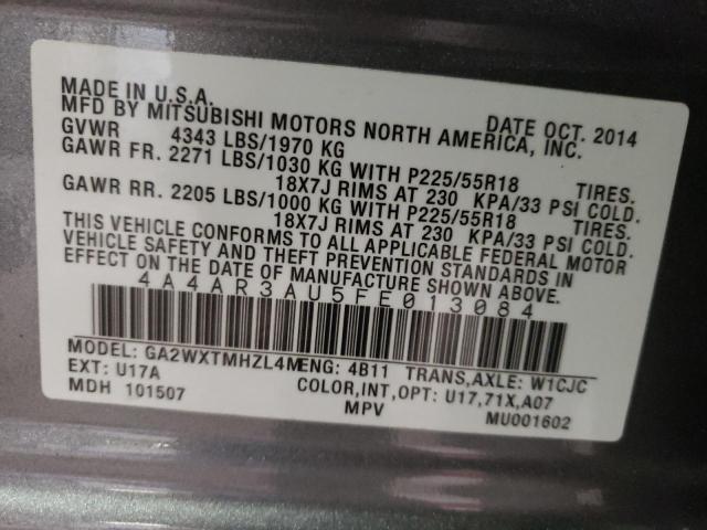 Photo 14 from auction – 2015 MITSUBISHI OUTLANDER with VIN 4A4AR3AU5FE013084