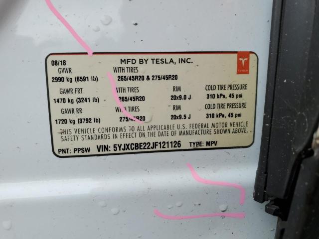 Снимка 14 от търг – 2018 TESLA MODEL X с VIN 5YJXCBE22JF121126