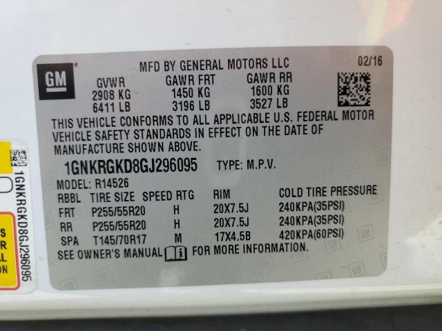 Photo 14 from auction – 2016 CHEVROLET TRAVERSE L with VIN 1GNKRGKD8GJ296095
