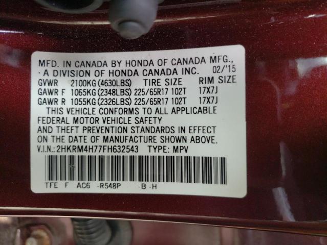 Photo 14 from auction – 2015 HONDA CR-V with VIN 2HKRM4H77FH632543