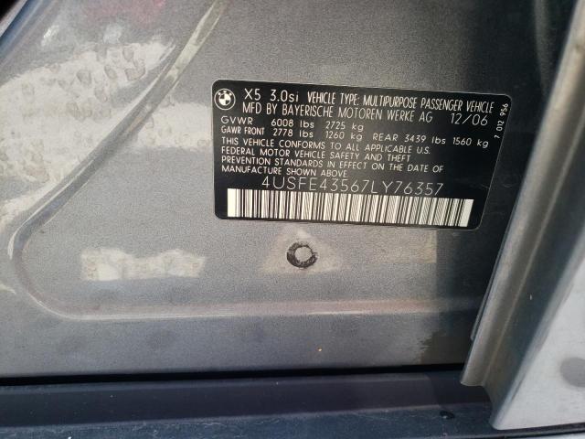 Photo 14 from auction – 2007 BMW X5 3.0I with VIN 4USFE43567LY76357