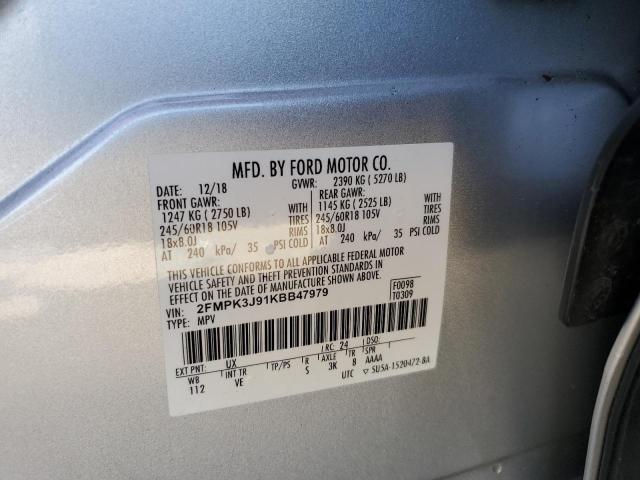 Photo 14 from auction – 2019 FORD EDGE SEL with VIN 2FMPK3J91KBB47979