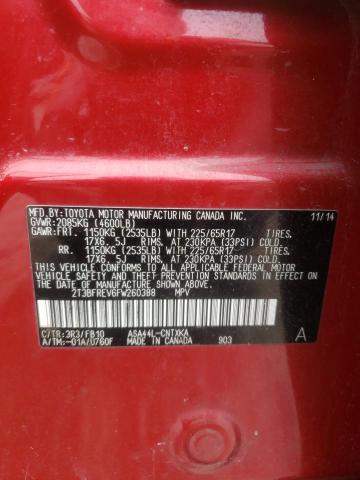 Photo 14 from auction – 2015 TOYOTA RAV4 LE with VIN 2T3BFREV6FW260388