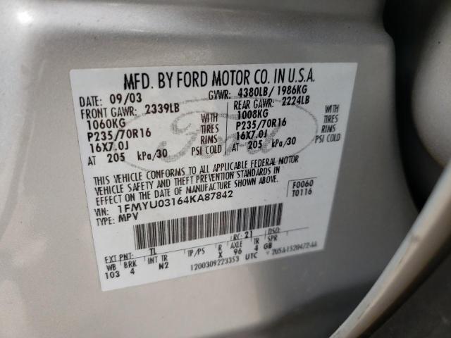 Photo 14 from auction – 2004 FORD ESCAPE XLT with VIN 1FMYU03164KA87842