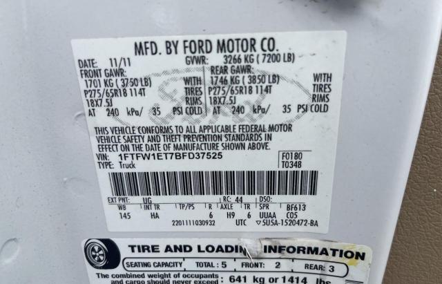 Photo 10 from auction – 2011 FORD F150 SUPER with VIN 1FTFW1ET7BFD37525