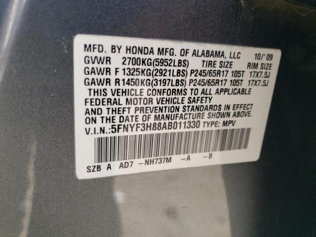 Photo 14 from auction – 2010 HONDA PILOT TOUR with VIN 5FNYF3H88AB011330
