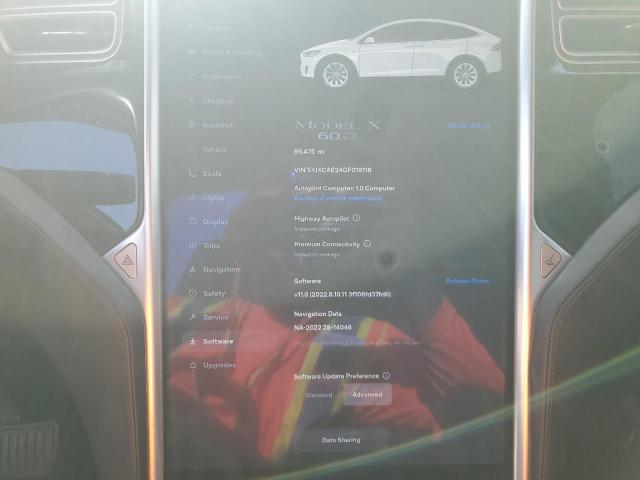 Photo 9 from auction – 2016 TESLA MODEL X with VIN 5YJXCAE24GF019118