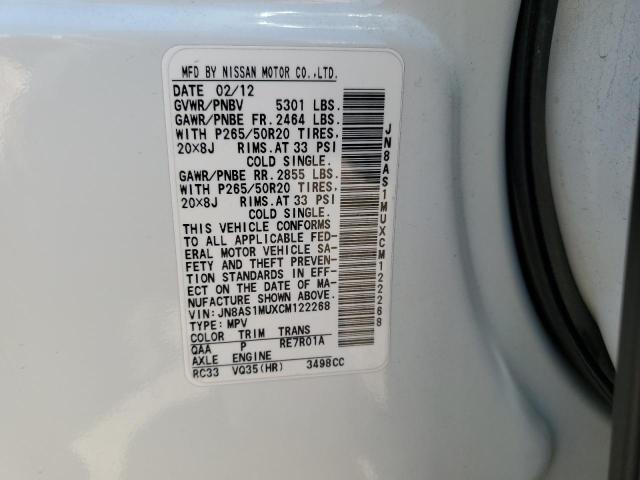 Photo 14 from auction – 2012 INFINITI FX35 with VIN JN8AS1MUXCM122268