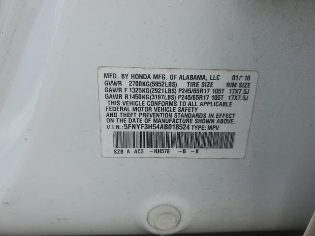 Photo 14 from auction – 2010 HONDA PILOT EXL with VIN 5FNYF3H54AB018524